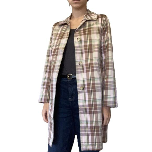 Gap Plaid Raincoat Jacket Brown Multi Size S - Picture 1 of 7
